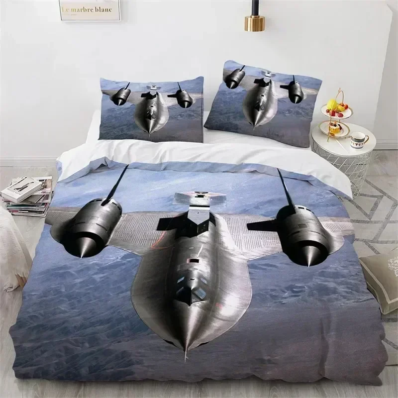 Top Airplane Duvet Cover King Queen Size Microfiber Flying Plane Bedding Set Aircraft Sky Print Comforter Cover Bed