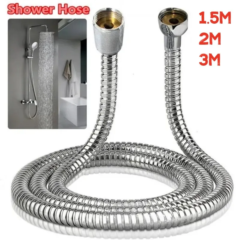 Manguera de ducha de mano de acero inoxidable, manguera Flexible de agua para baño, extensión de tubería de plomería, accesorios de baño, 1,5 m/2m/3m