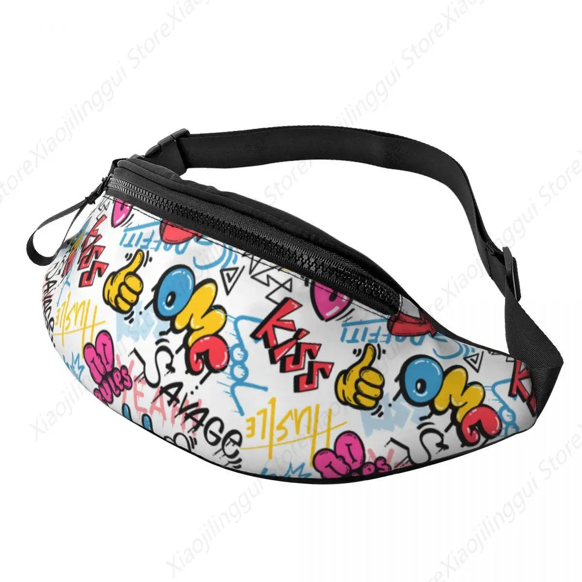 

Custom Vintage Street Wall Graffiti Art Fanny Pack for Travel Hiking Men Women Street Art Crossbody Waist Bag Phone Money Pouch