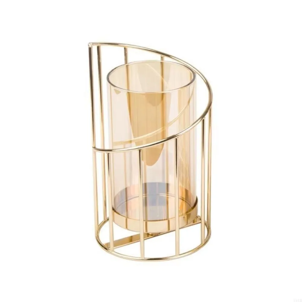 

Golden/Black Metal Glass Candle Holder Detachable Non-slip Desktop Decorative Vase Ornaments Flat Bottom