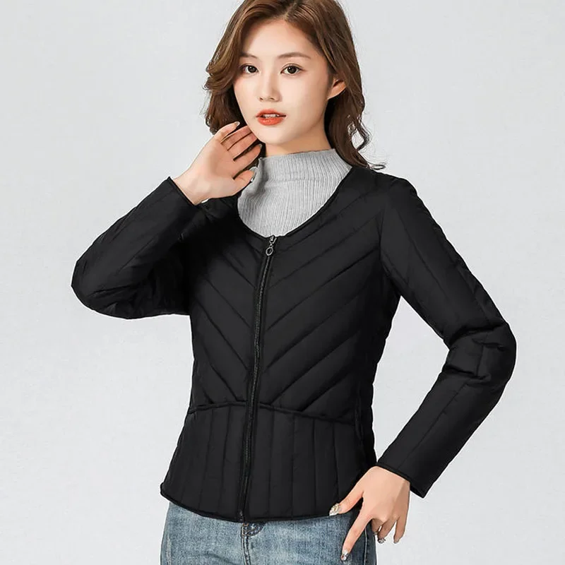 Parka Women's Short Coats Jackets 2023 Winter New Fashion Cotton-Padded Stripe Splicing Thickening Keep Warm Skinny Parkas Woman