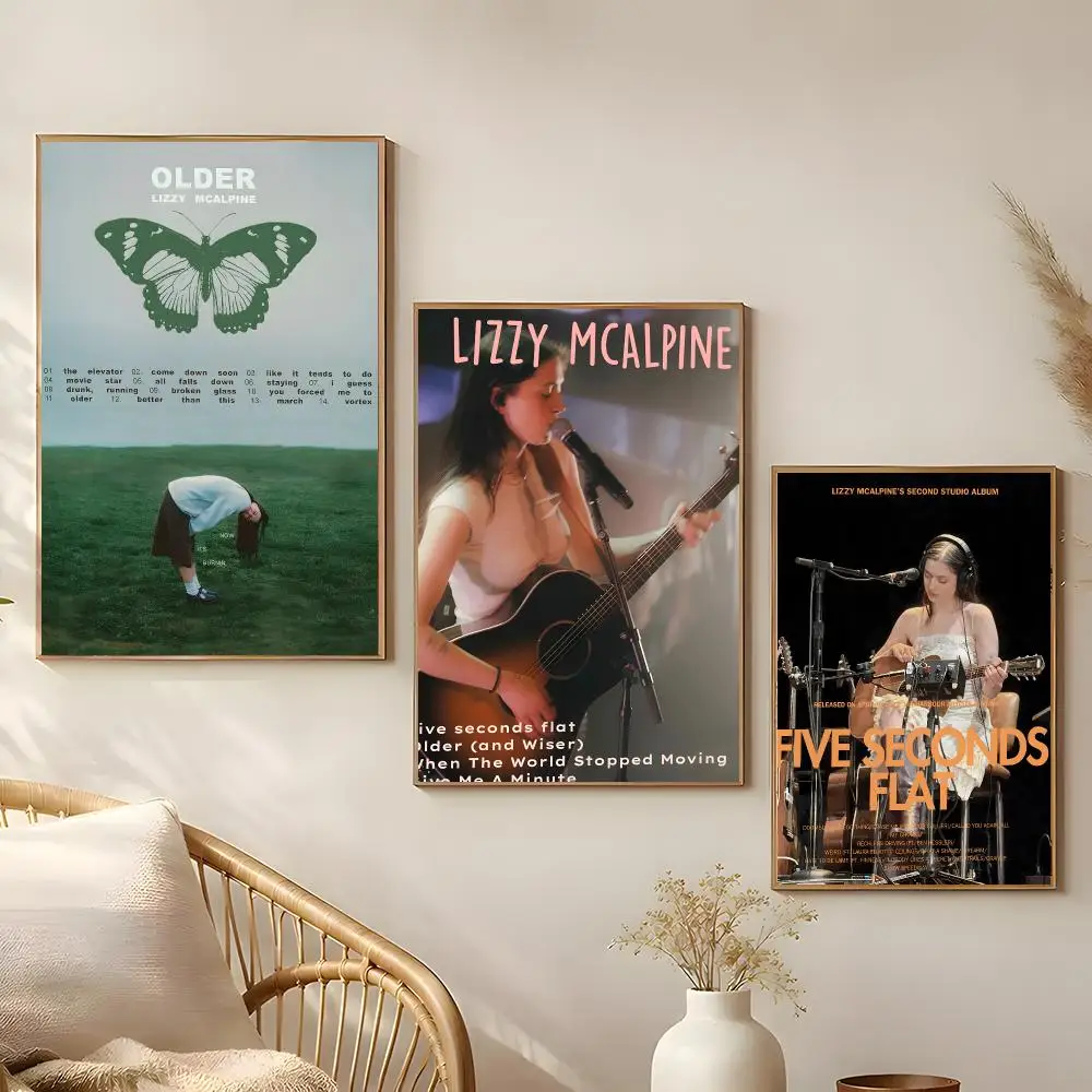 Singer Lizzy McAlpine Poster Poster Self-adhesive Art Waterproof Paper Sticker Coffee House Bar Room Wall Decor