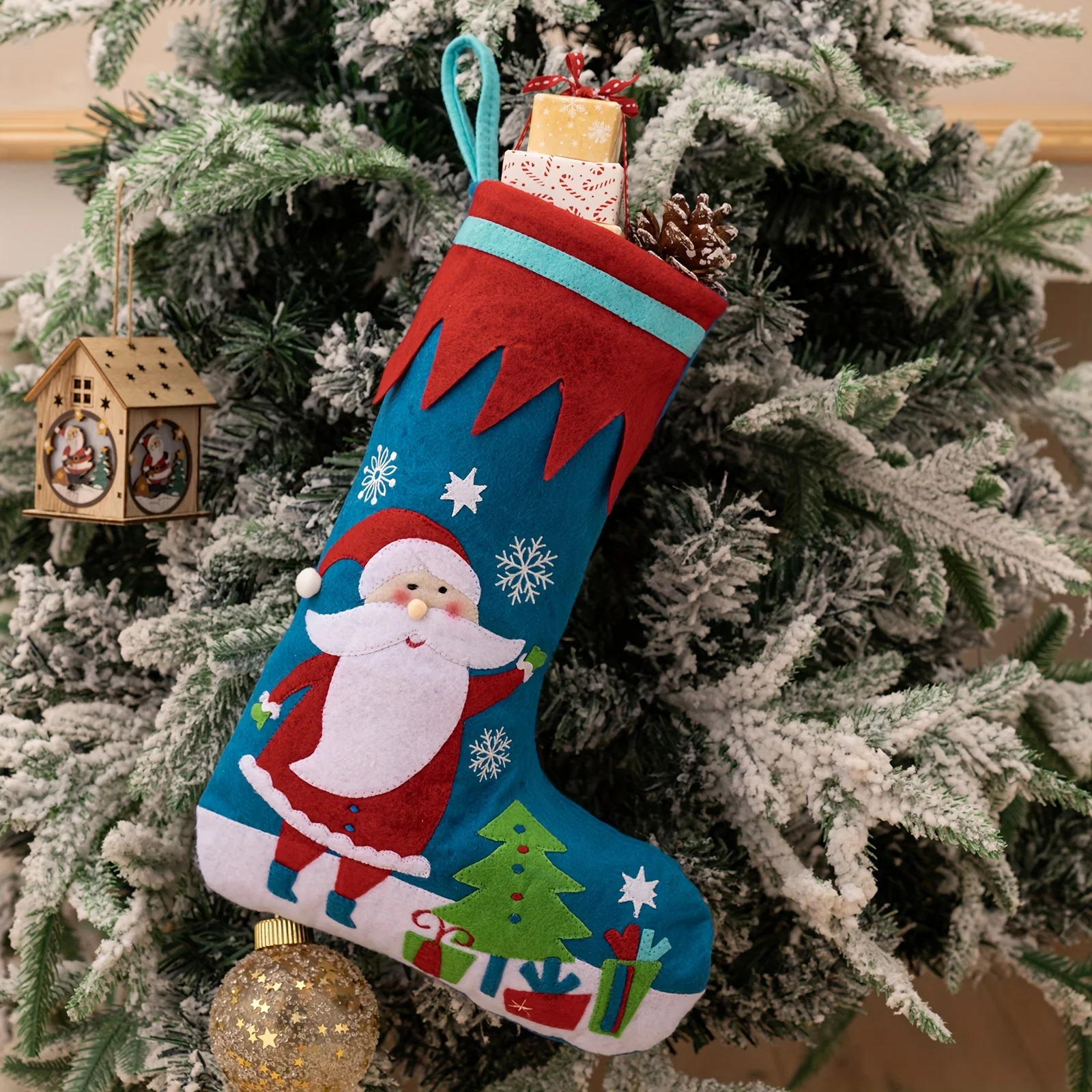 1pc New Year Christmas Stocking Nutcracker Xmas Gift Candy Bag  Decorations for Home  Sock Noel Tree Decor