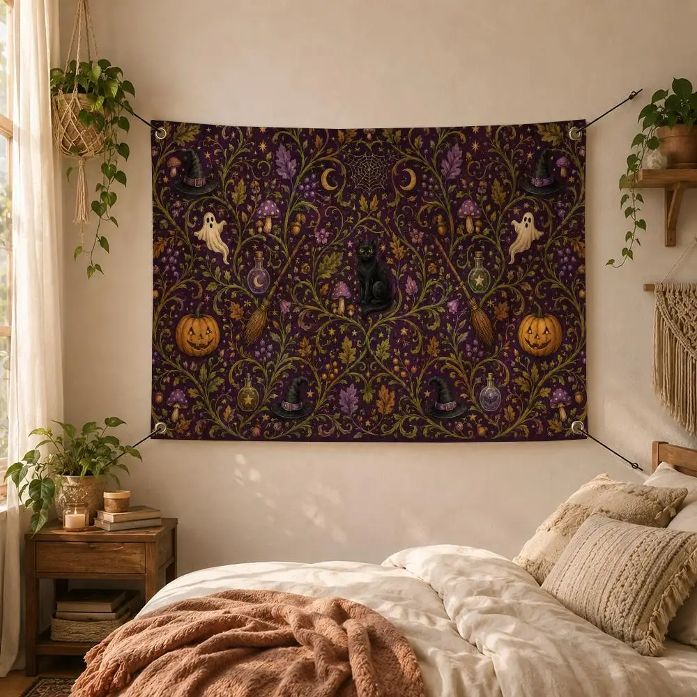 Halloween Enchanted Garden Series Flags Decorative Flag Banner for Outdoor Garden Yard Camping Party Home Wall Hanging Decor