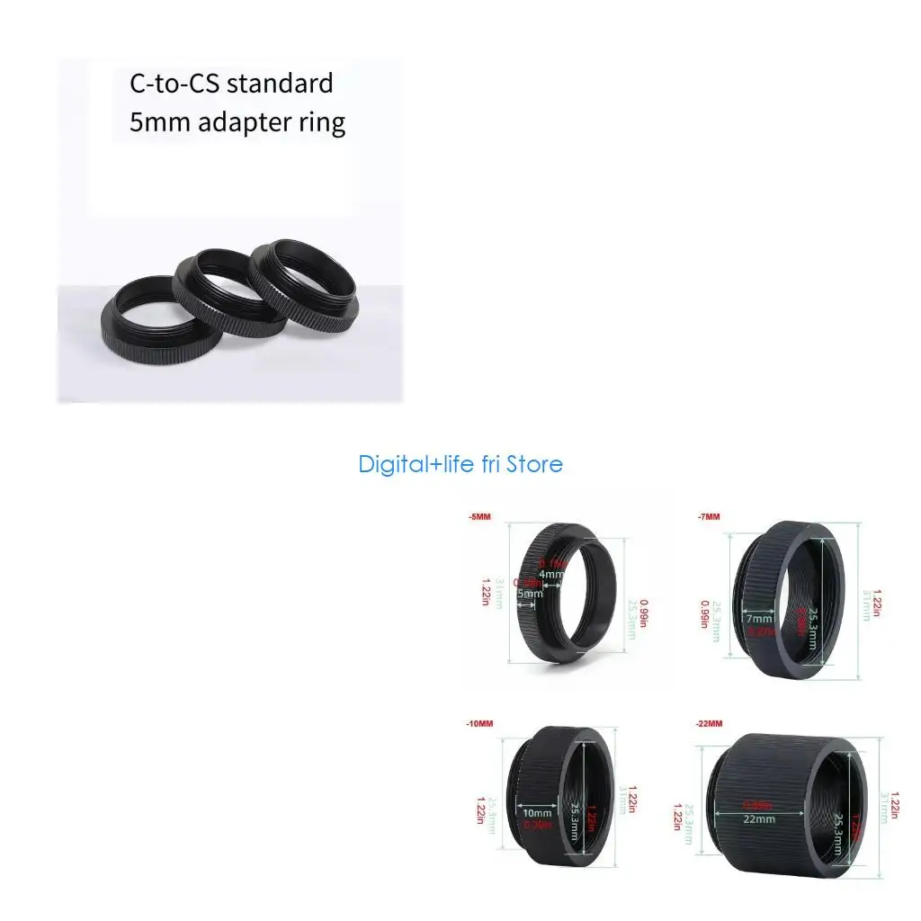 E06D Accuracy C To CS Thread Adapter Rings 5/7/10/22mm Extension For Opticals Devices