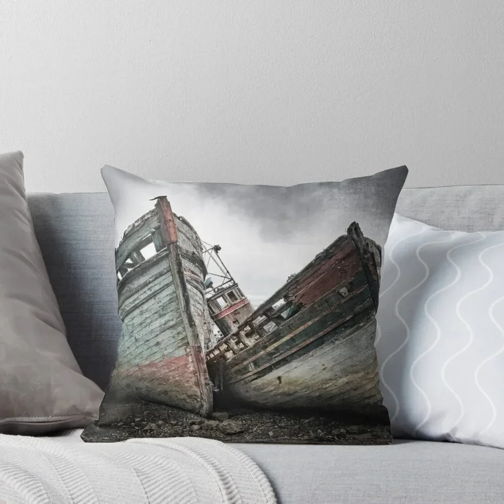 Abandoned Boats at Salen Isle of Mull. Scotland. Throw Pillow Sofa Cushion Cover Pillow Cover Plaid Sofa pillow