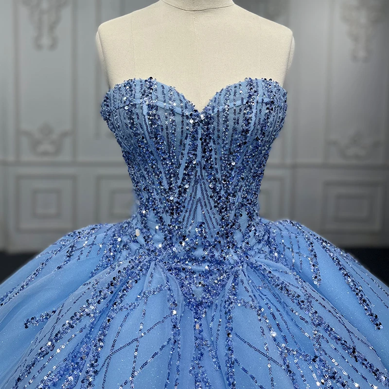 Blue Evening dresses Ball Gown Sequins Tulle Quinceanera Dress 2022 Sweetheart Beading DY9917 vestidos de quinceañera