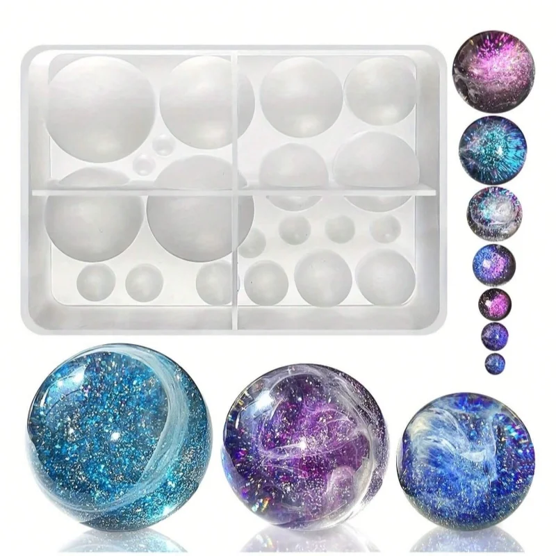 20 شبكة المجال زخرفة قالب من السيليكون للراتنج كرة مستديرة أوربس قالب من السيليكون لصنع المجوهرات مكتب منزلي الديكور #1