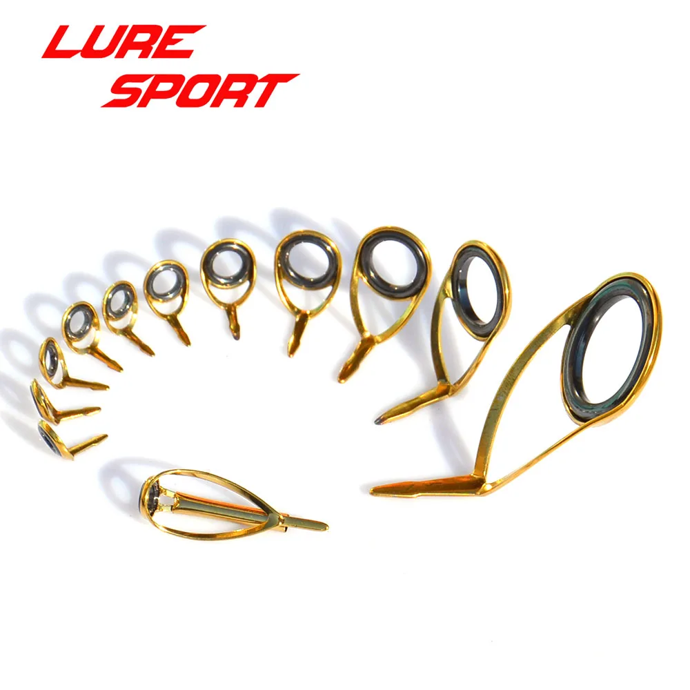 

LureSport KT KL25 guide MN 12pcs Guide set Gold Steel frame guide Rod Building component Repair DIY Accessory