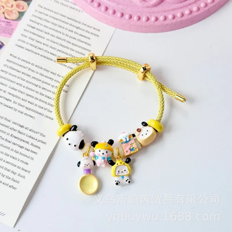 Sanrio família animação periférica acessórios diy pulseira hellokitty dopamina gotejamento óleo pintado à mão diy pulseira