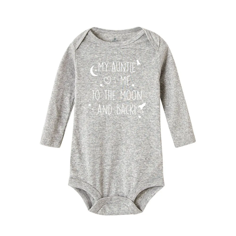 Baby Bodysuit My Auntie Take Me To The Moon and Back Print Newborn Baby Boy Long Sleeve Clothes Fashion Casual Best Gifts