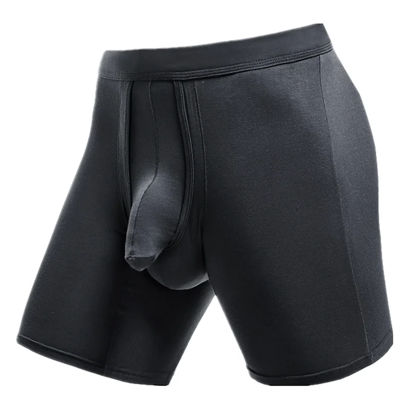 Men\'s Boxers Shorts Modal Underwear Man Panties Solid Breathable Separation Bullet Pouch Middle Long Leg Underpants Cueca L-6XL