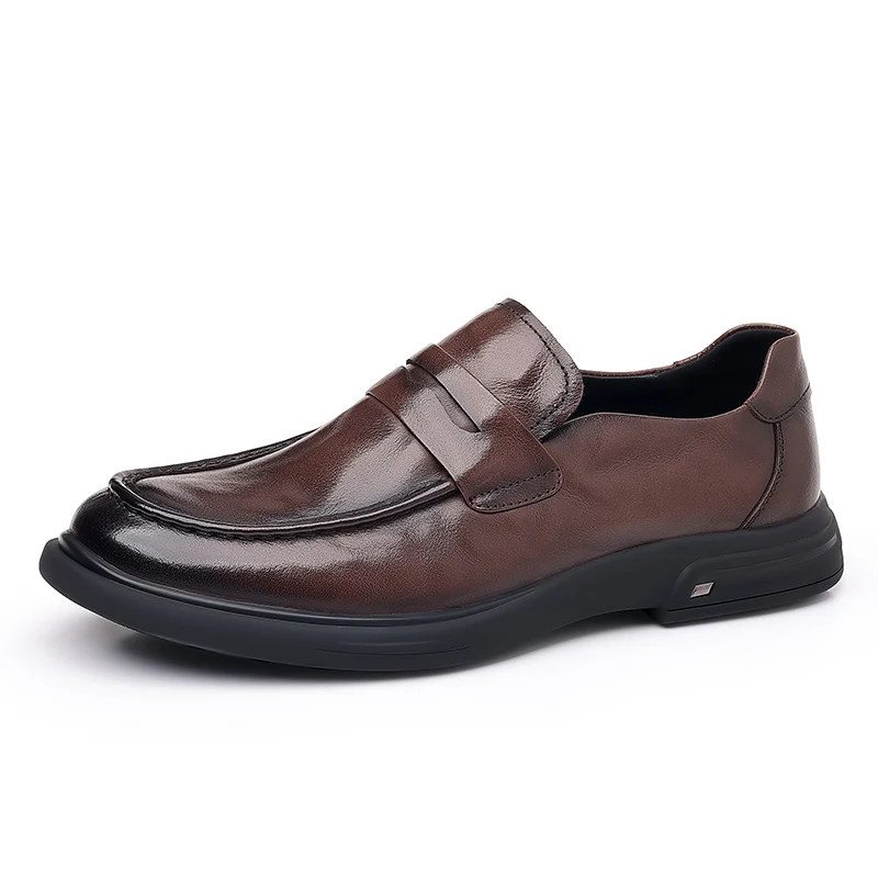 Sapatos casuais de couro genuíno masculino, vestido de banquete, marca high-end, versátil, pendulares, trabalho, entrega gratuita