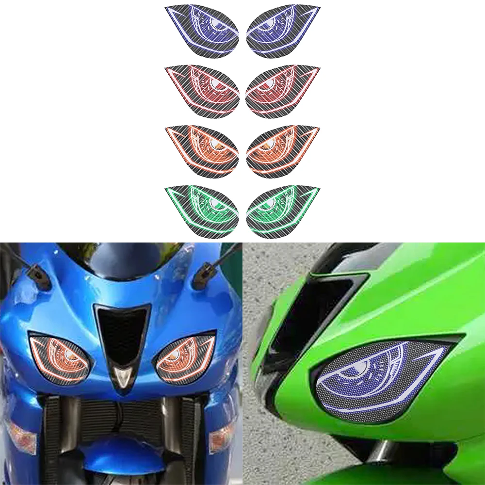 Motorcycle 3D Front Fairing Headlight Guard Sticker Head Light Protection Fit For NINJA ZX6R ZX 6R 2007 2008