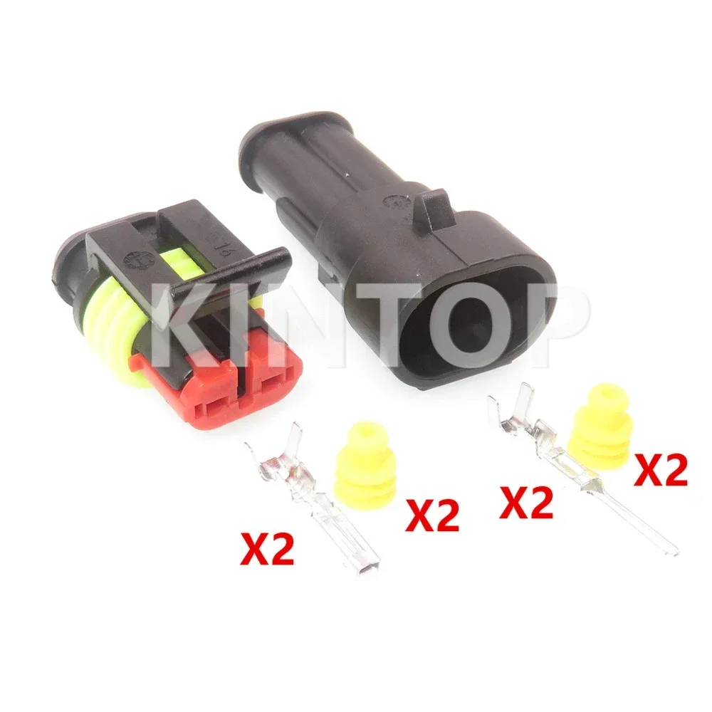 1 Set 2 Pins Car Plastic Housing Unsealed Socket With Wires 282104-1 282080-2 AC Assembly Auto Wiring Terminal Sealed Connector - Detail 1