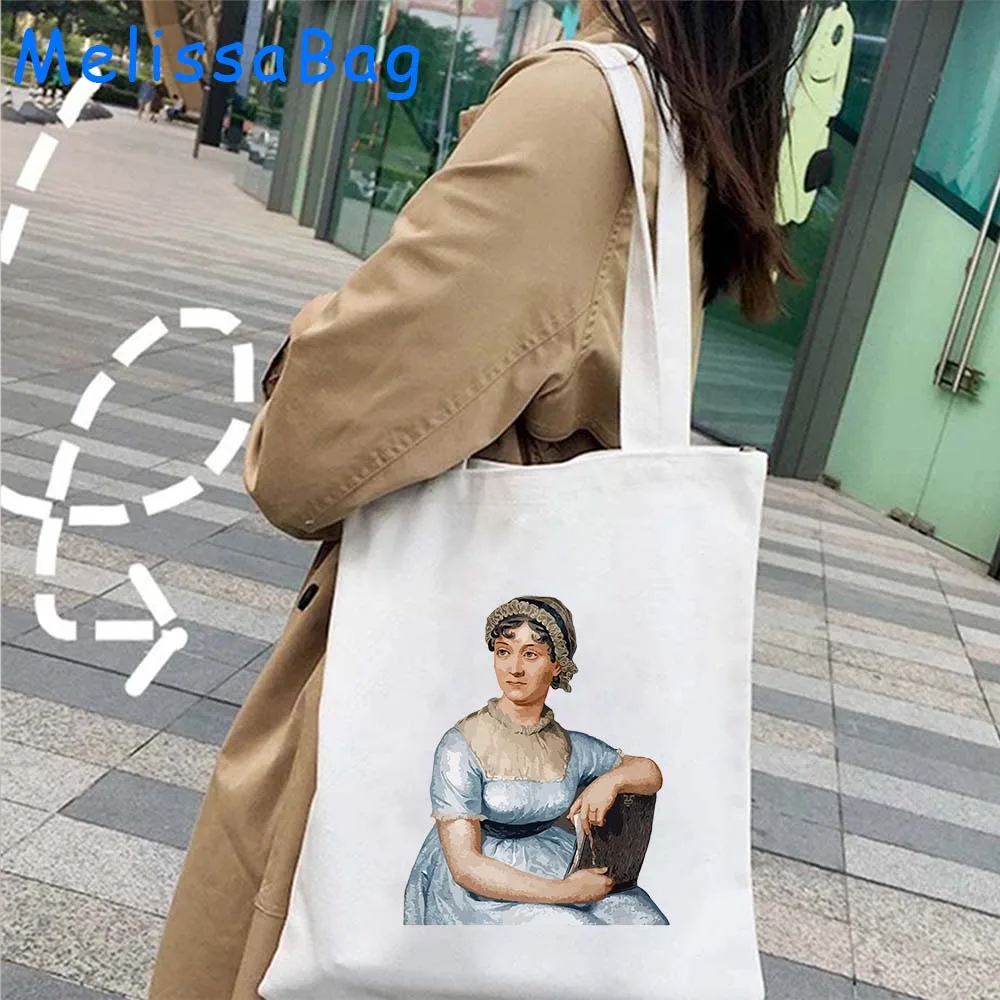 Pride and Prejudice Romantic Novel Obstinate Headstrong Girl Jane Austen Quote Books Bookshelf Fan Gifts Canvas Tote Bag Handbag