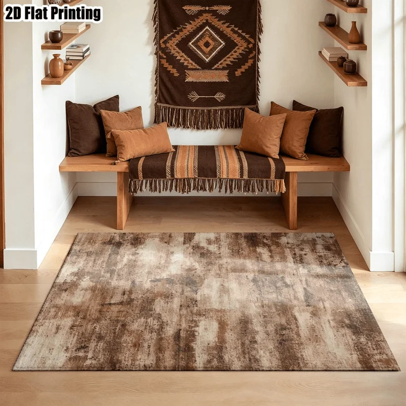 1Pc Retro Abstract Distressed Texture Carpet, Machine Washable, Personalized Decoration, Light Luxury Style Home Essential, Suitable for Living Room, Bedroom, Entryway, Office, Corridor and Other Areas