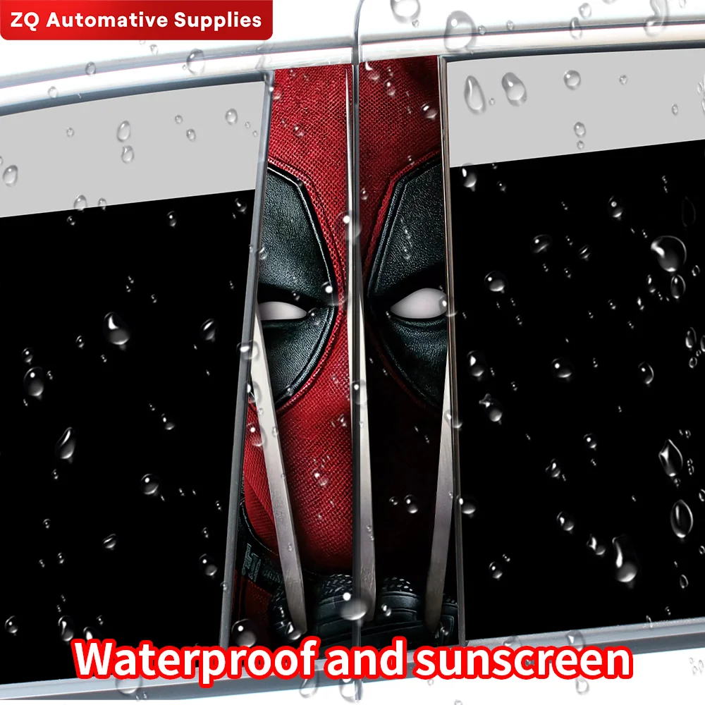 Pegatinas de héroe de Anime para coche, decoración de columna central de coche, pilar B, cubierta de arañazos, protector solar impermeable, calcomanías de vinilo, accesorios