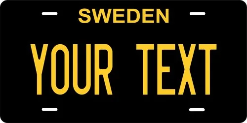 Sweden Black Yellow  Custom License plates Auto Bike Motorcycle Aluminum