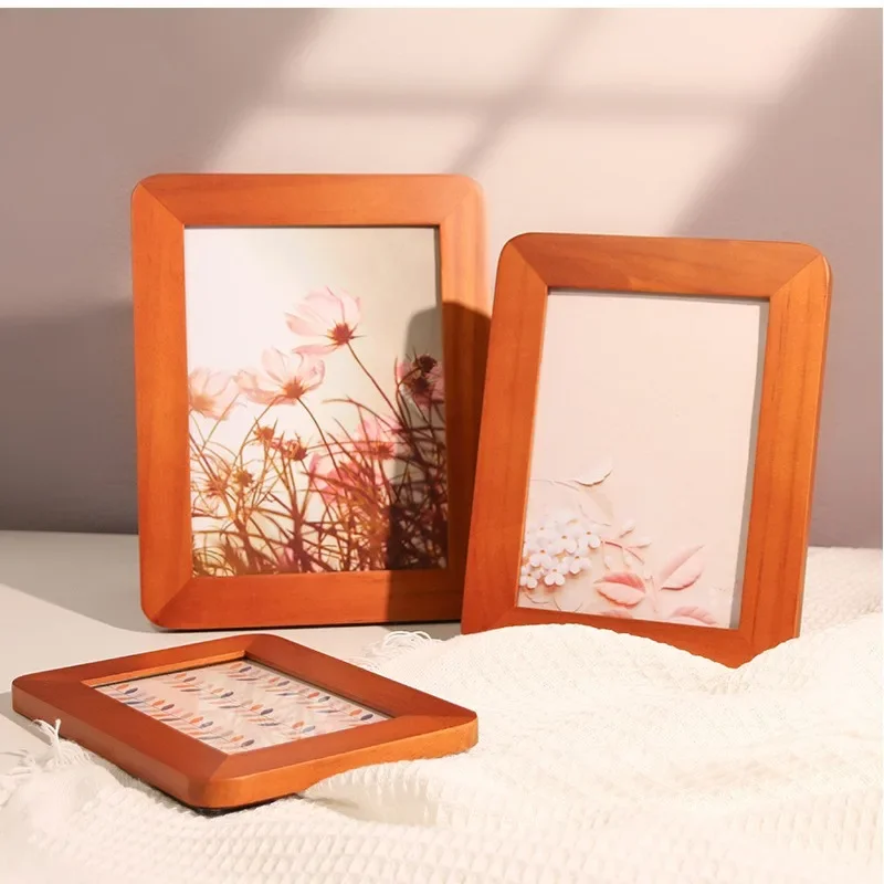 Walnut Solid Wood Corner Frame 6-Inch A4 Photo Frame, Natural Pine, Premium Quality Wooden Picture Frame for Home Decor