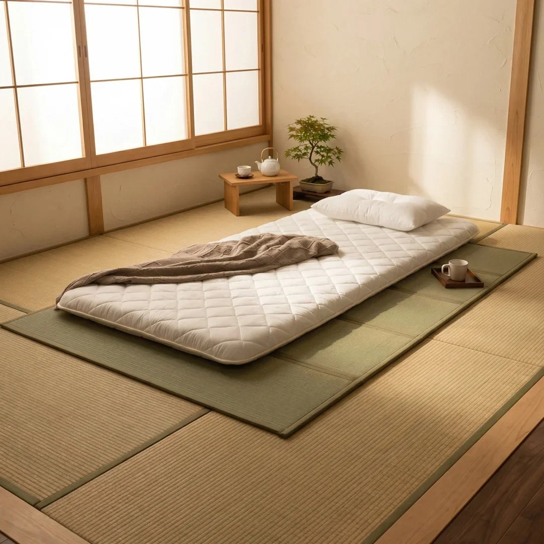Japanese 4-Fold Tatami Mat Rush Grass Floor Mattress Futon Bed Sleeping Yoga Foldable Straw Pad Bed Frame Home Furniture 다다미 매트