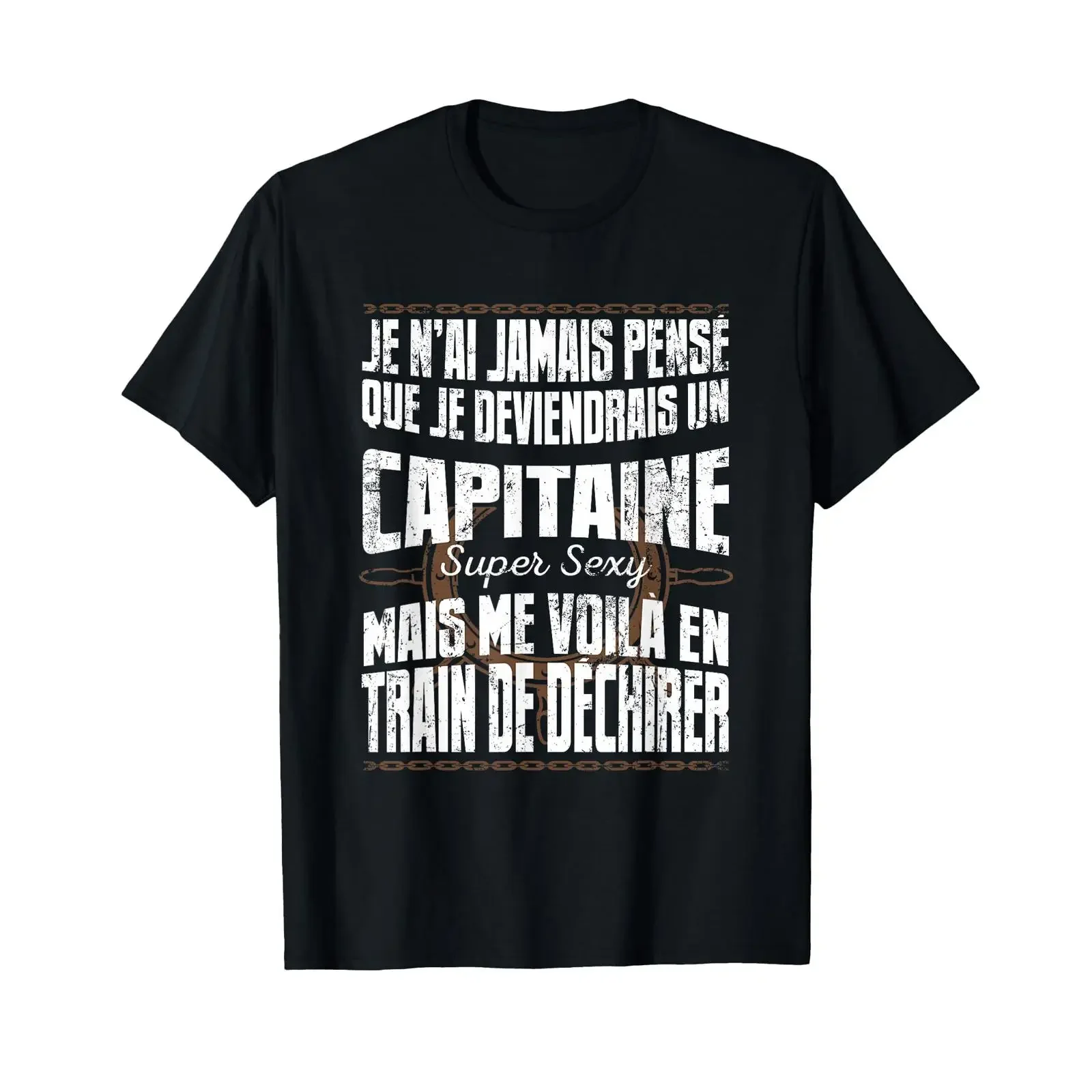 Captain Men Boat Engine T Shirt Black S vintage Washed homme graphic designer clothes fashion Casual Top For Everyday Wear