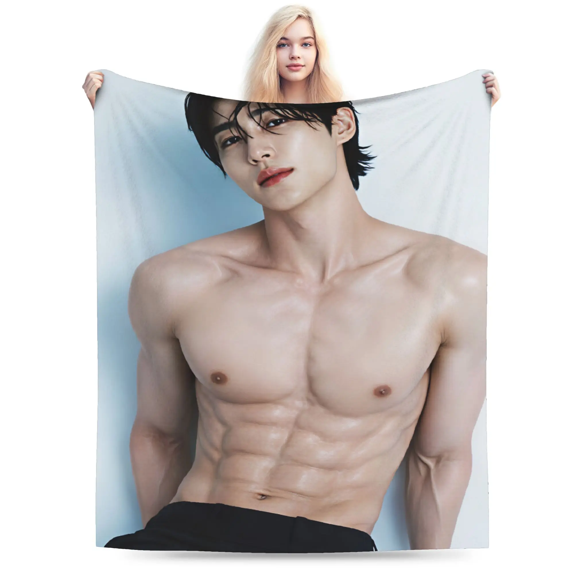 Byeon Woo Seok Warm Cozy Blanket For Living Room  Funny Throw Blanket Winter Plane Travel Flannel Bedspread