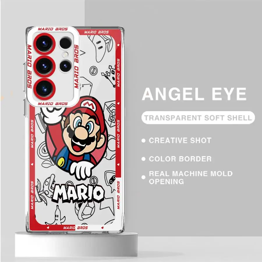 M-Mario Cartoon Super Case for Samsung Galaxy S24 Ultra S20 FE S21 S22 S23 Ultra FE S10 Plus Note 20 Ultra 10 Plus Clear Soft