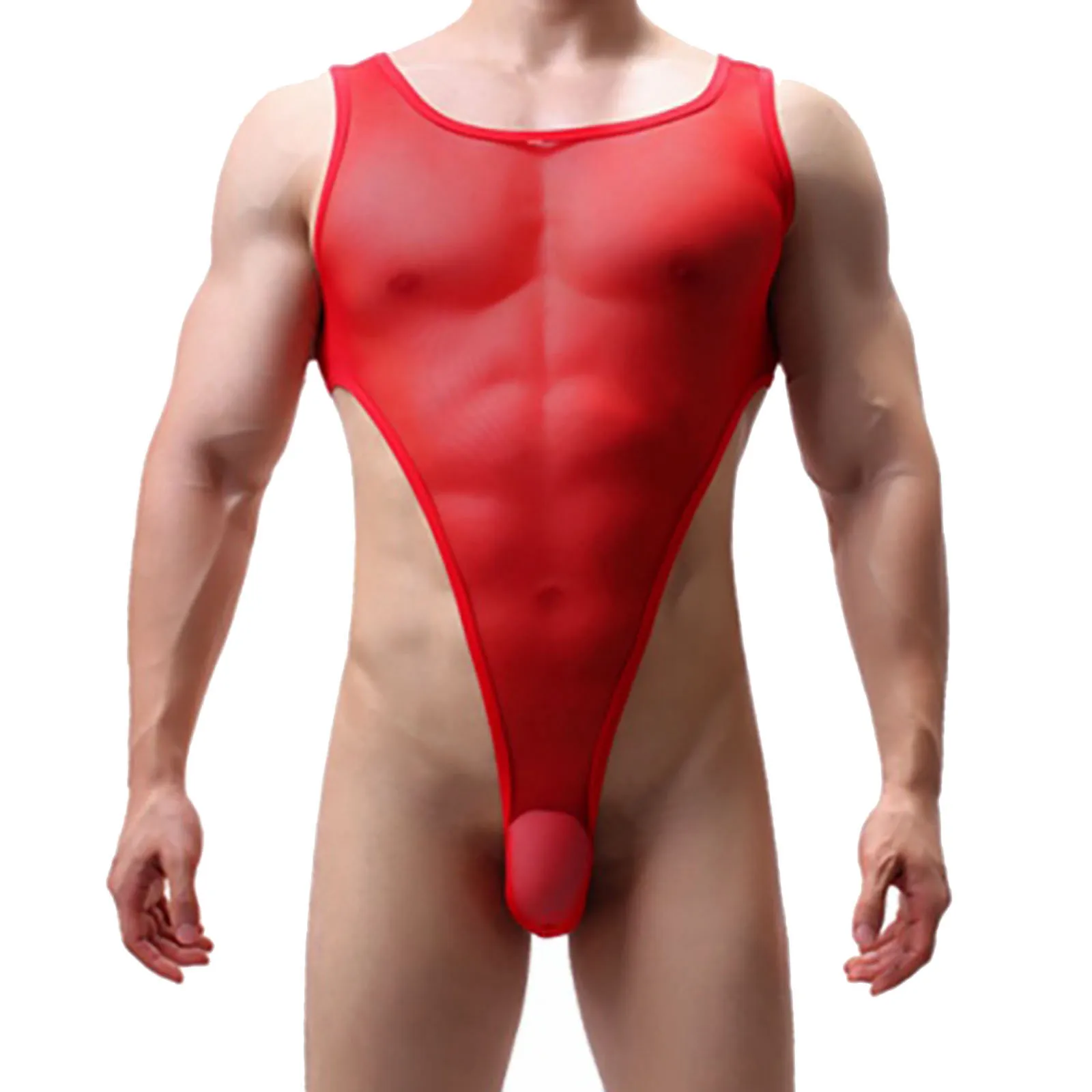 ملابس داخلية كبيرة للرجال ملابس الجسم مثيرة وشفافة بذلة كبيرة مرنة وسلسة ملابس داخلية شبكية هدية غريبة للرجال