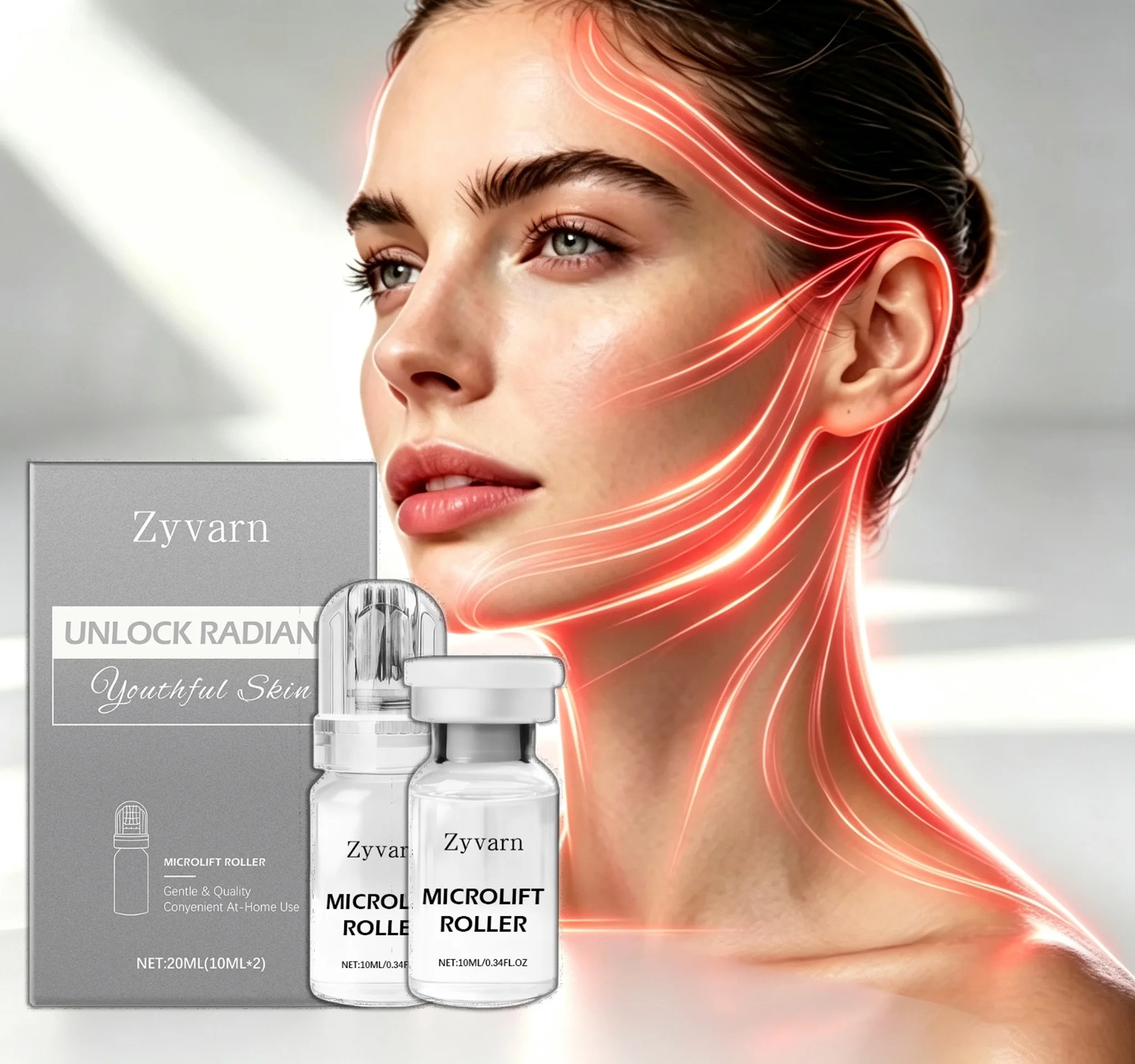 2-in-1 Microneedle Roller Set Hyaluronic Acid Collagen Hydrating Plumping Hydra Serum For Glass Skin Korean Skincare Technology