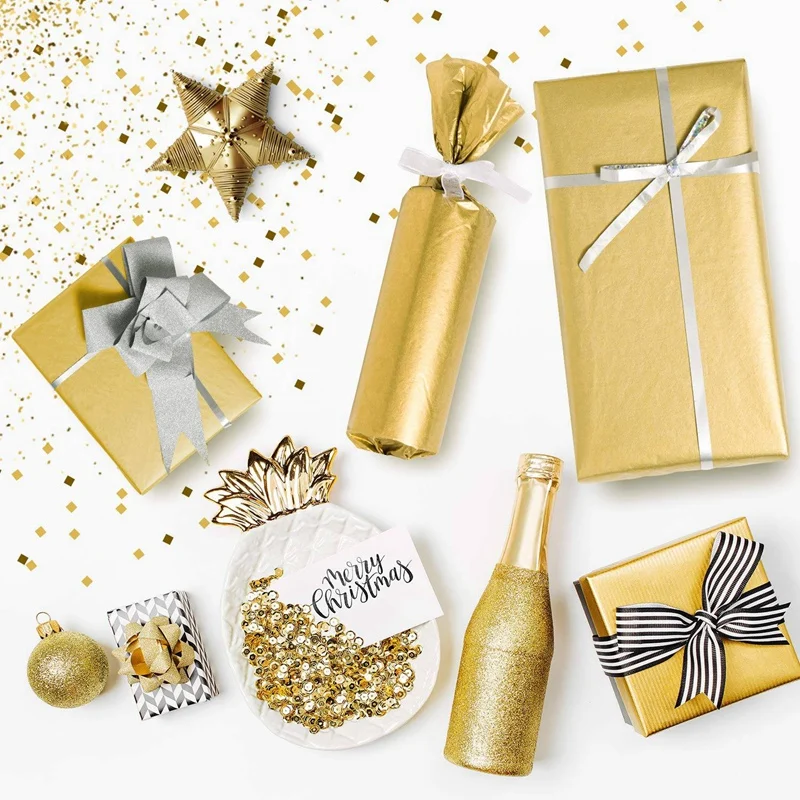 Carta velina dorata, carta da regalo metallica da 200 fogli per la festa di compleanno, decorazione di san valentino per l'anniversario