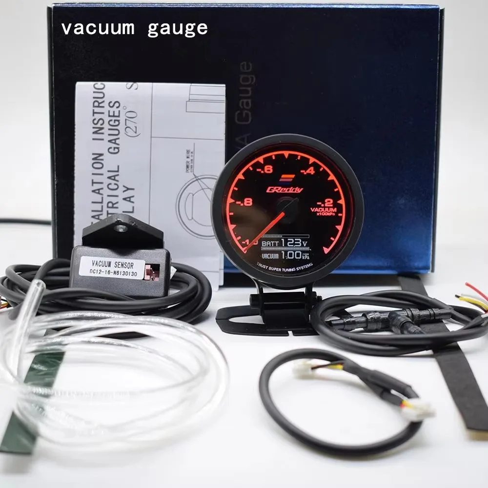 Car Greddi LCD Digital Display 7 Light Colors Oil Pressure Water EXT Temp Turbo Boost RPM Gauge Set with Sensor