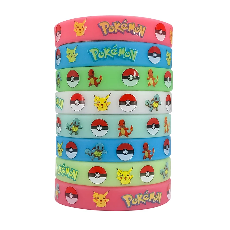 Pokemon Bracelet Anime Pocket Elf Pikachu Noctilucent Cartoon Silicone Wristband Bracelets Party Gifts Cosplay Accessoires Toys