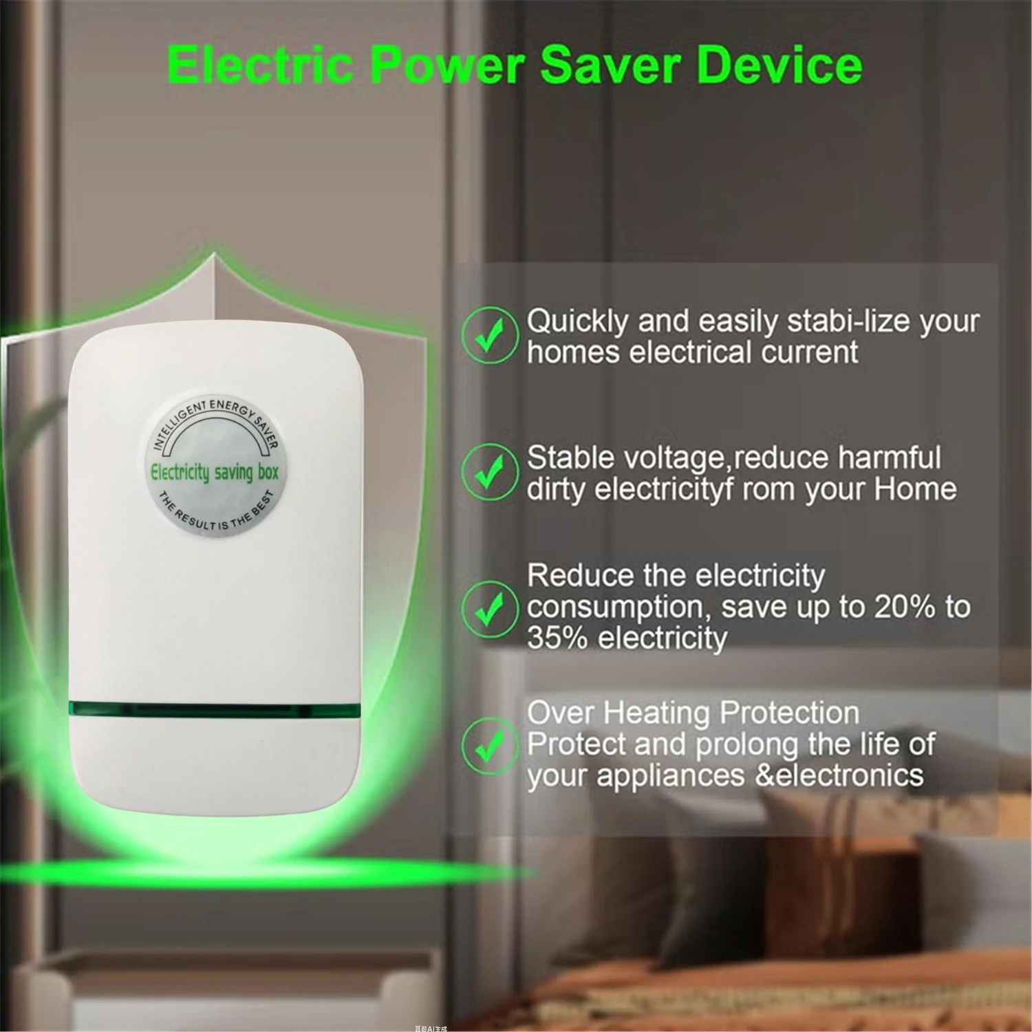 

4 Pack Energy Saving Device Household Smart Energy-saving Appliances with AU Plug Power Saver Plug in Saves Electricity Efficien