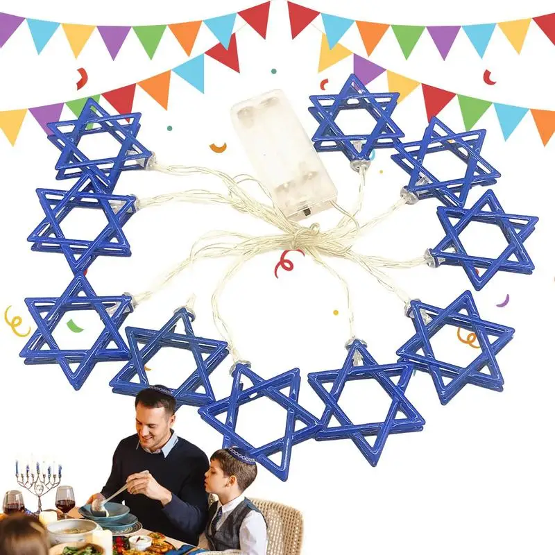 

Hanukkah String Lights 9.84ft Decorative String Lights 20LEDs Hanukkah Decorations Battery Operated Blue Chanukah Lights For