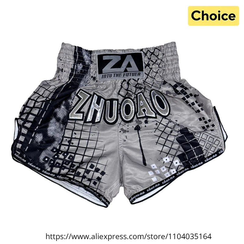 Muay Thai Kickbox-Shorts Günstige Sanda MMA Kampfhosen Leichte Schnelltrocknende Graue Shorts für Gym Sparring Kampfsport-Training