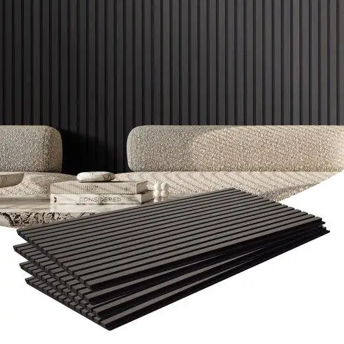 Wood Slat Acoustic Panels 23.6 x 47.2 inch for modern Wall Decor Black Oak