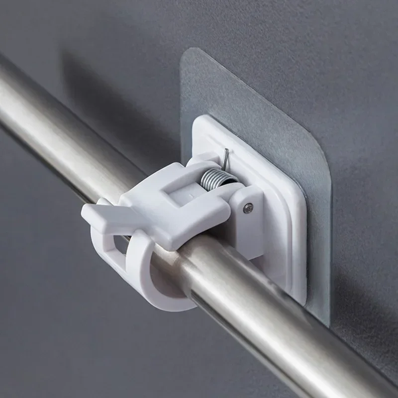 

Nail-Free Curtain Rod Holder Clamp Hooks Adjustable Rod Bracket Holders Adhesive Wall Curtain Fixed Clip Hanging Rack Hook