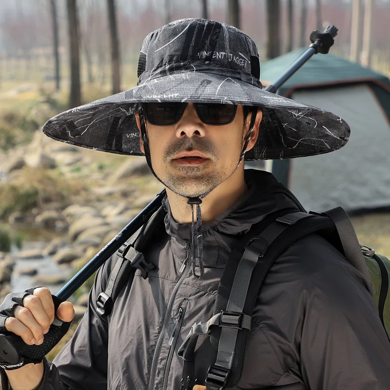 Chapeau de pêcheur à visière pour hommes, grande taille 64cm, Camouflage, Camping, pêche, plein air, été