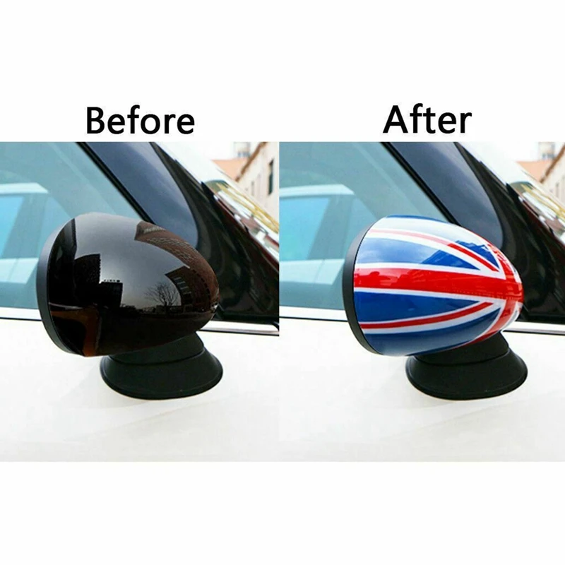 4X Car Door Side Red/Blue UK Flag Mirror Covers For Mini Cooper R55 R56 R57 R58 R60 R61 Power Fold Mirror