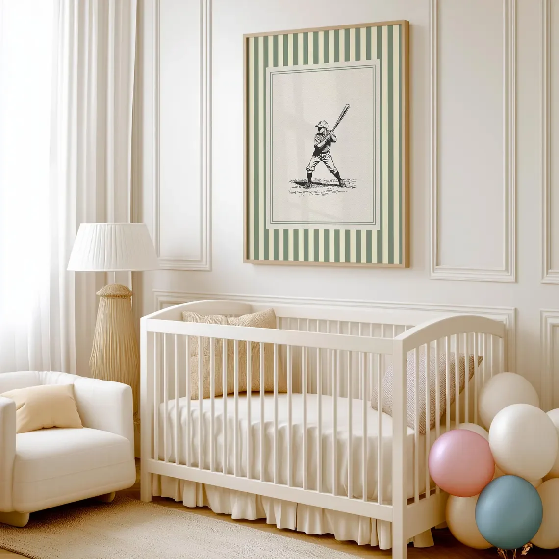 Vintage Baseball Nursery Print - огляд і ціна Baby Nursery Green