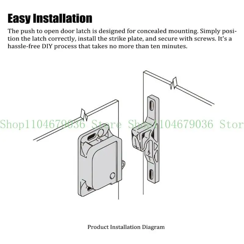 652F Marine Drawer Latchs Universal Push Close Grabber Catch Cabinet Hook Catch