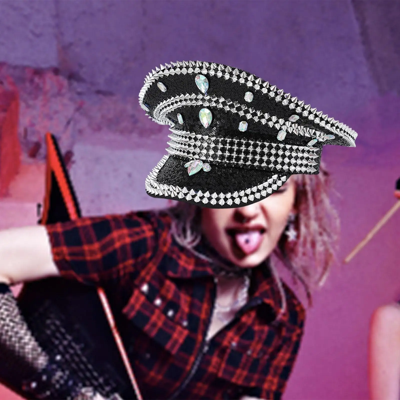 قبعة مهرجان الموسيقى أغطية الرأس القوطية الترتر لأداء مرحلة الكرنفال