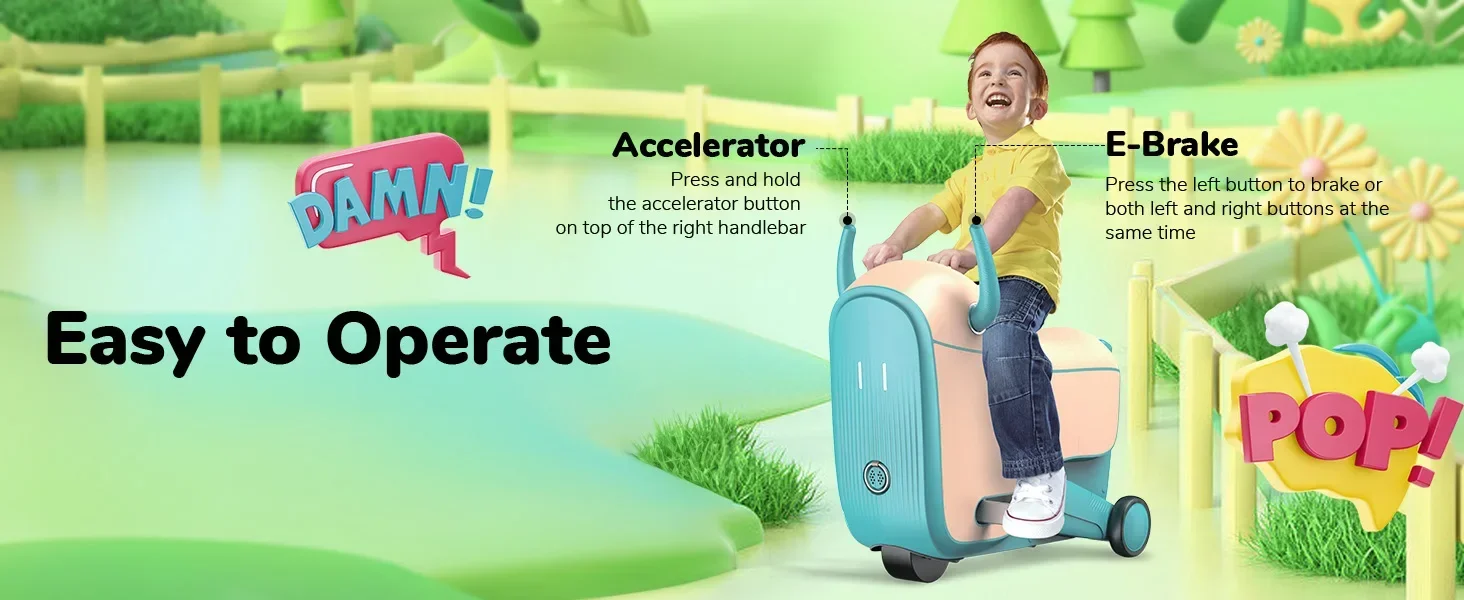 GNU New Child Electric Scooter Ride On Suitcase Kids Luggage Trolley Travel