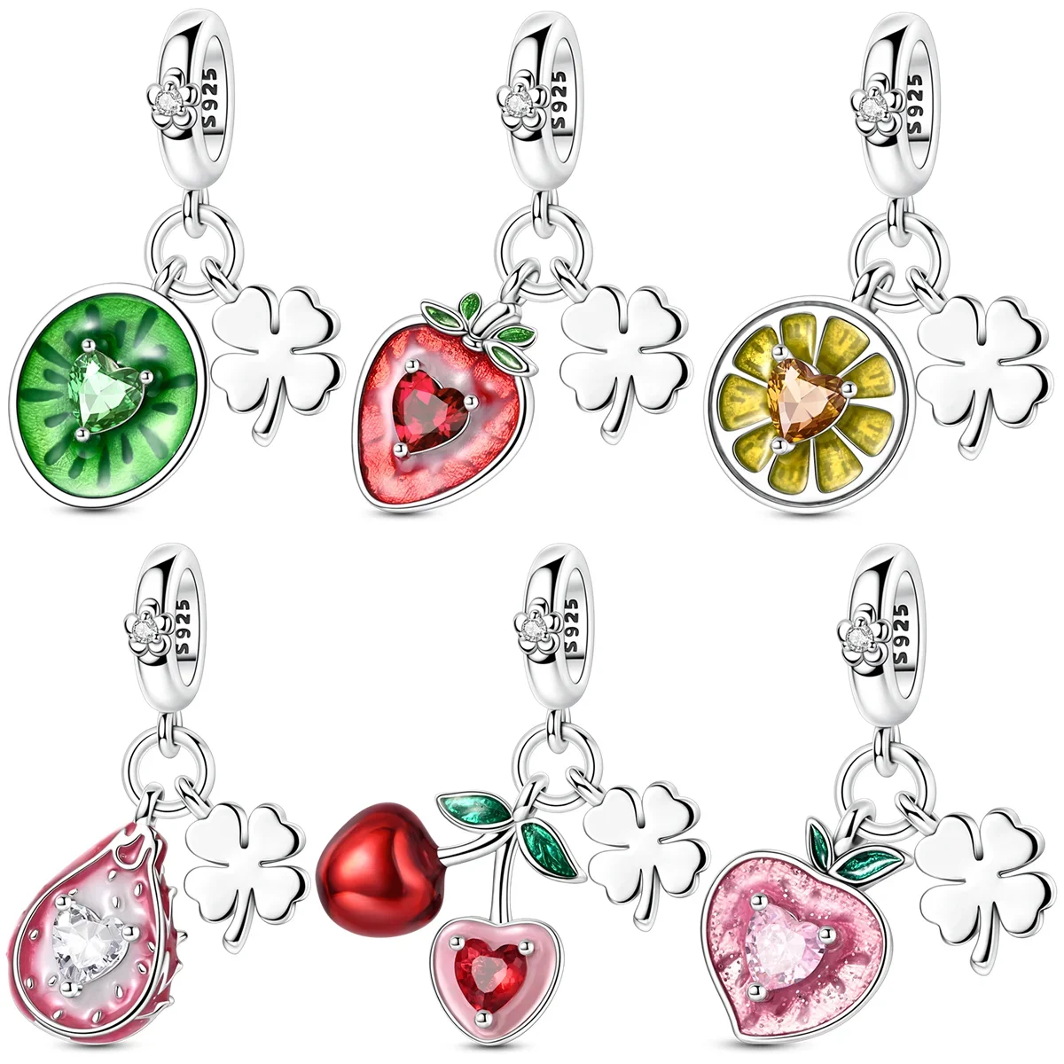 925 Sterling Silver Colorful fruits Scenic Spots Milu Deer Charms Bead Fit Original Bracelet Jewelry DIY Making Gift Chrismas