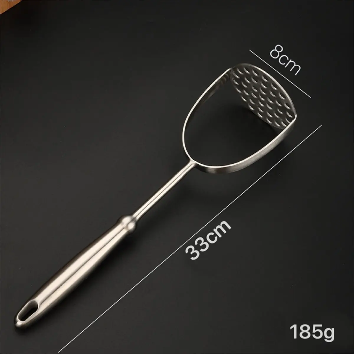 Monobloc Stainless Steel Potato Masher, Satin Finnish Kitchen Utensil with Wide Mashing Plate