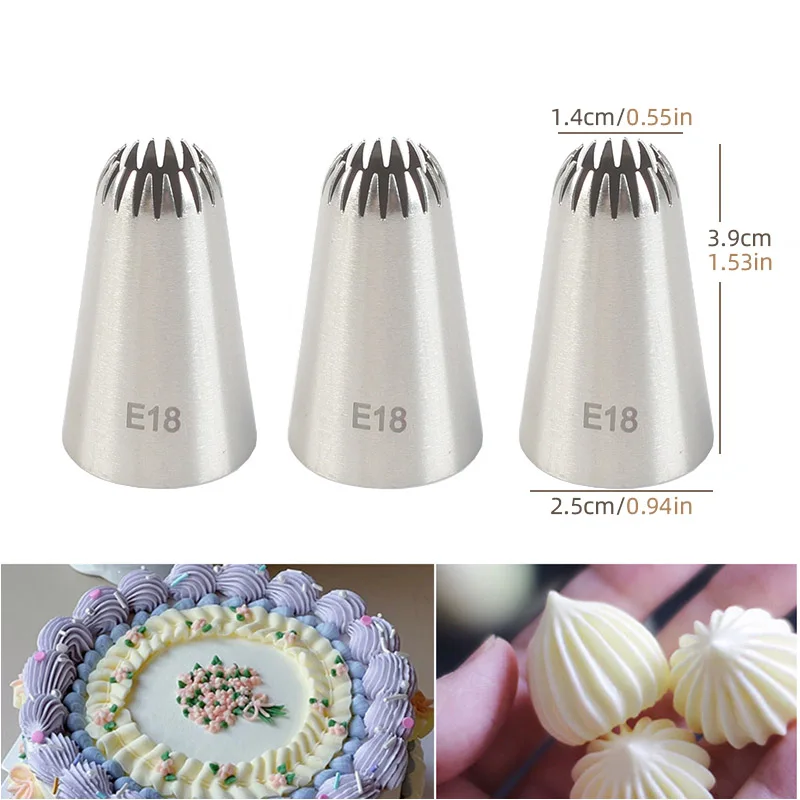 3pcs same medium Icing Piping Nozzles For Decorating Cake Baking Cookie Cupcake Stainless Steel Pastry Tips Rose Puff