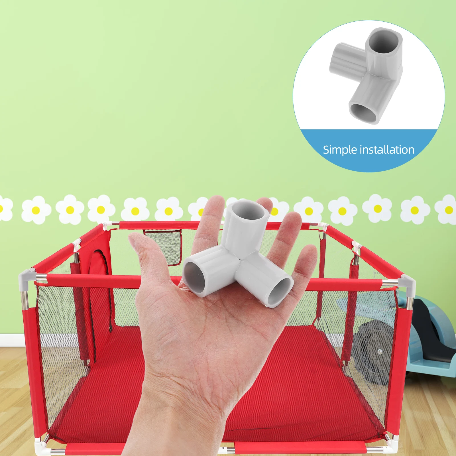 

2pcs Fence Connectors 3-Way Pipe Fittings Detachable Multi-Functional Indoor Outdoor Use Elegant Design Furniture