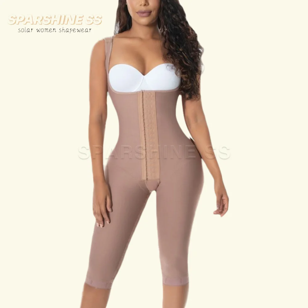 Fajas Colombian Full Body Shaper Abdominal Control Adjustable Shoulder Straps Butt Lifter Knee Length Panties High Compression