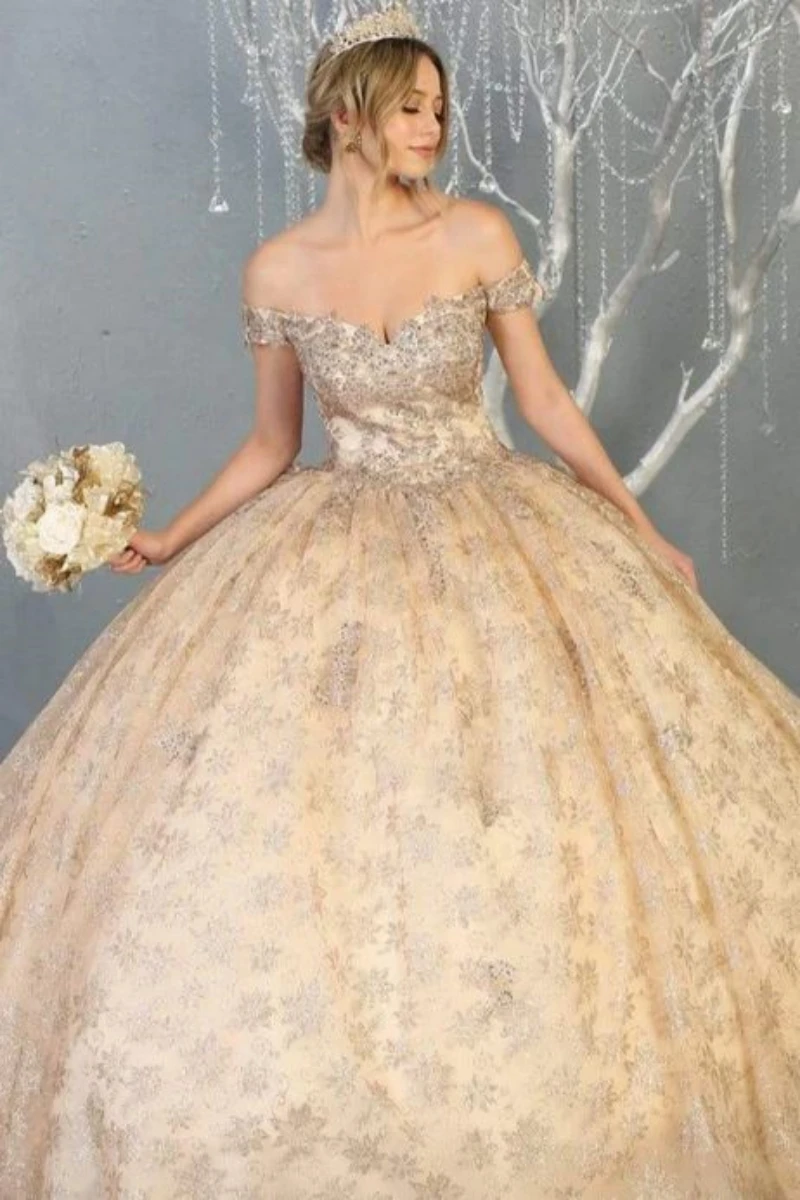 

A-Line Off-Shoulder Straps Embellished V Neck Ballgown Long Train Prom Dress